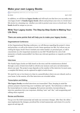 make your own legacy books