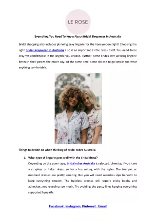 Bridal Sleepwear Australia