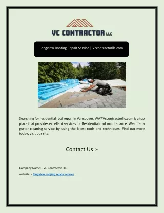 longview roofing repair service vccontractorllc