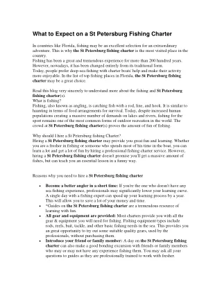What to Expect on a St Petersburg Fishing Charter