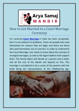 How to Get Married in a Court Marriage Ceremony