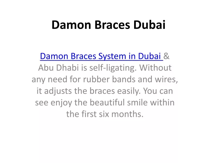 damon braces dubai