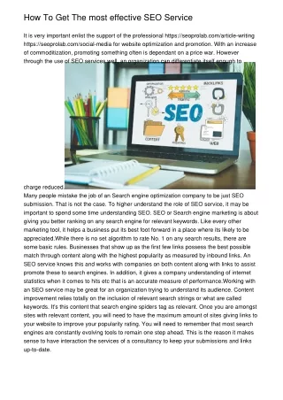 How To Get The most effective SEO Service