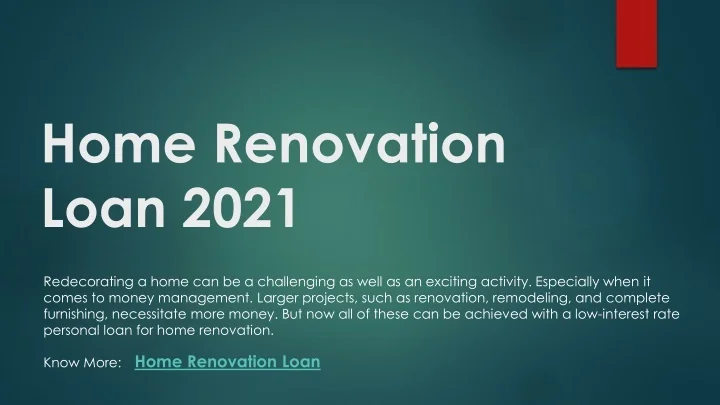 PPT - Apply Personal Loan For Home Renovation Now PowerPoint ...