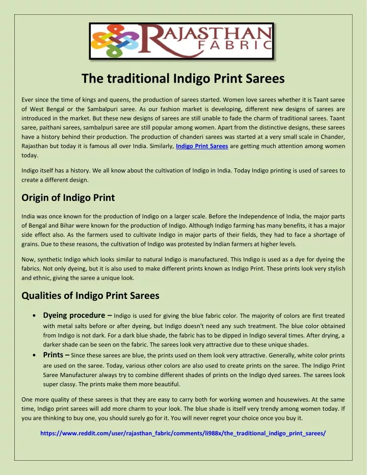 the traditional indigo print sarees