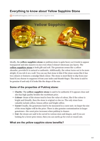 Everything know about  yellow sapphire stone