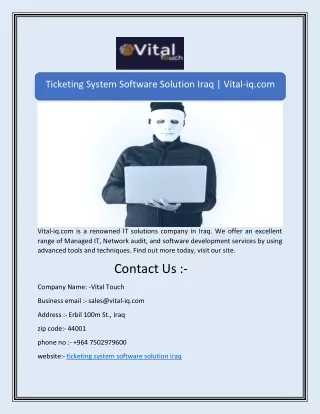 Ticketing System Software Solution Iraq | Vital-iq.com