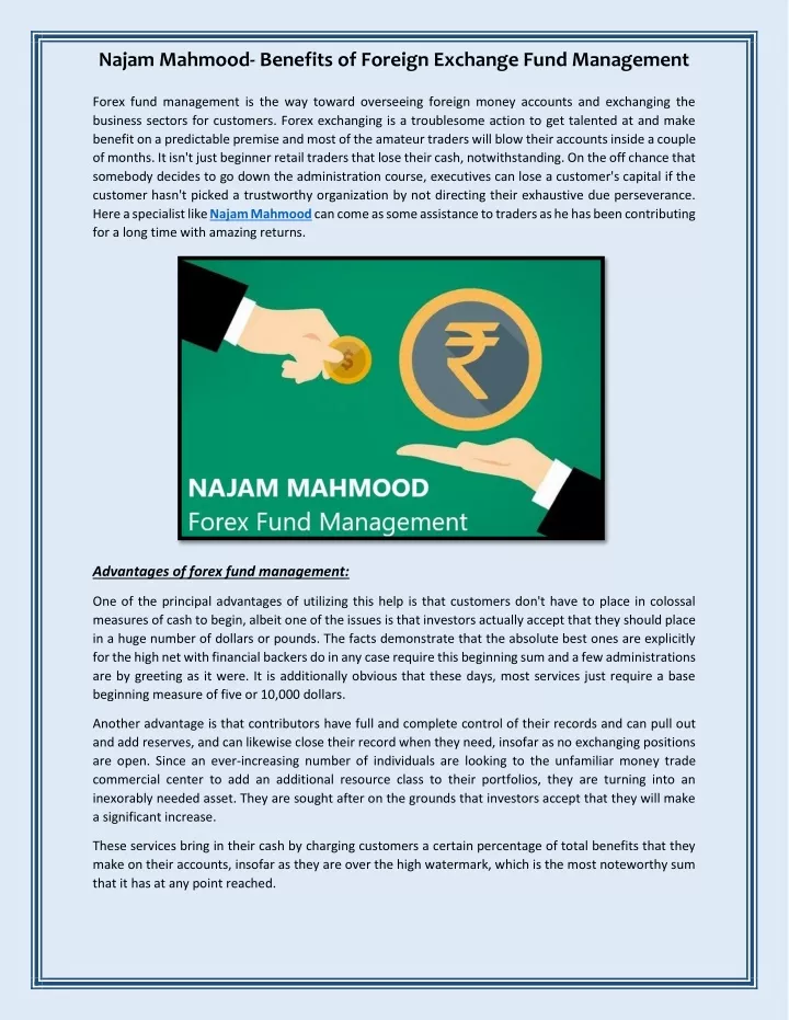 najam mahmood benefits of foreign exchange fund
