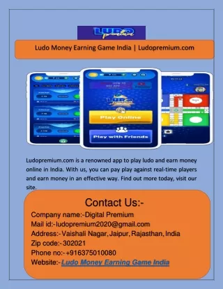 Ludo Money Earning Game India | Ludopremium.com