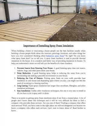importance of installing spray foam insulation
