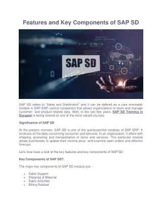 features and key components of sap sd