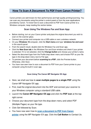 how to scan a document to pdf from canon printer