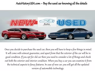 AutoHistoryUSA.com – Buy the used car knowing all the details