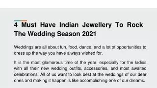 4 Must Have Indian Jewellery To Rock The Wedding Season 2021