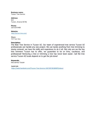 business name tucson tree service address