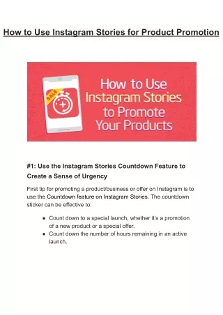 How to Use Instagram Stories to Promote Your Products