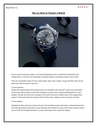 Tips on How to Choose a Watch