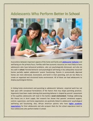 adolescents who perform better in school