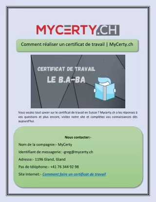 Comment réaliser un certificat de travail | MyCerty.ch