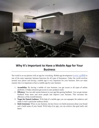 Why It’s Important to Have a Mobile App for Your Business