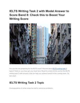 IELTS Writing Task 2 with Model Answer to Score Band 8: Check this to Boost Your Writing Score