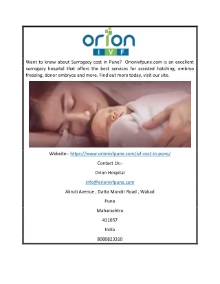 IVF Cost in Pune | Orionivfpune.com