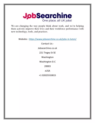 Jobs in Luton | Jobsearchine.co.uk