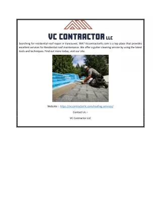 Residential Roof Repair in Vancouver WA | Vccontractorllc.com