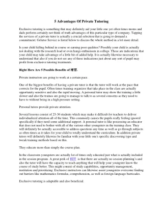 5 advantages of private tutoring