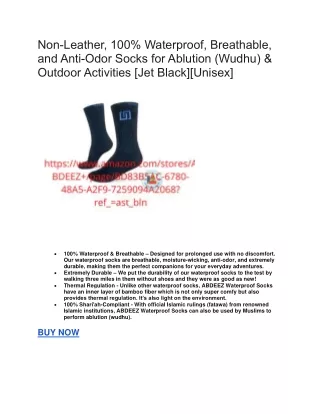 Non-Leather, 100% Waterproof, Breathable, and Anti-Odor Socks for Ablution