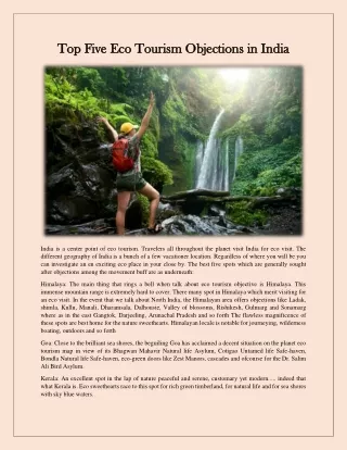 top five eco tourism objections in india top five