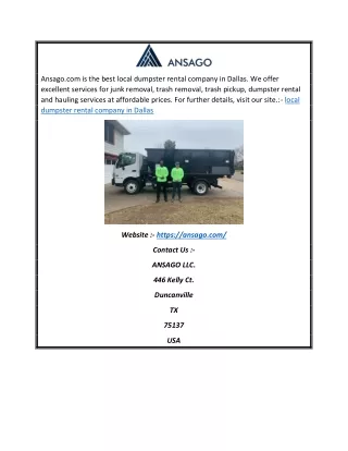 Local Dumpster Rental Company in Dallas | Ansago.com