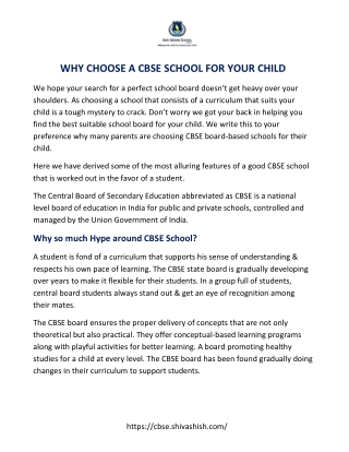 Why Choose A CBSE School For Your Child