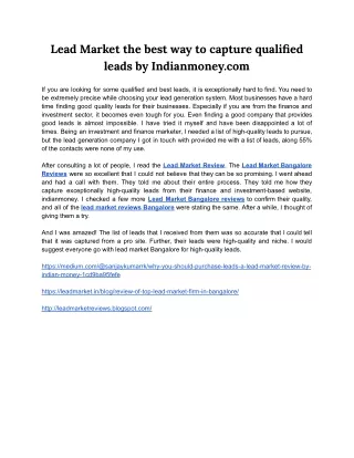 Lead Market the best way to capture qualified leads by Indianmoney.com
