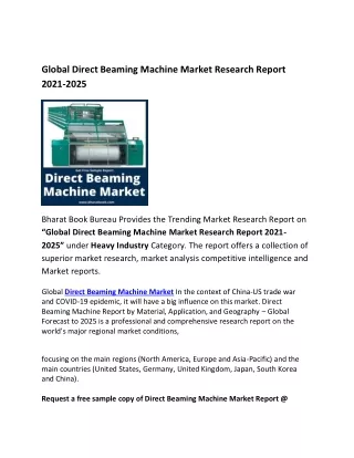 global direct beaming machine market research