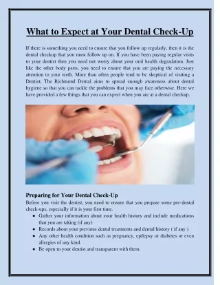 What to Expect at Your Dental Check-Up