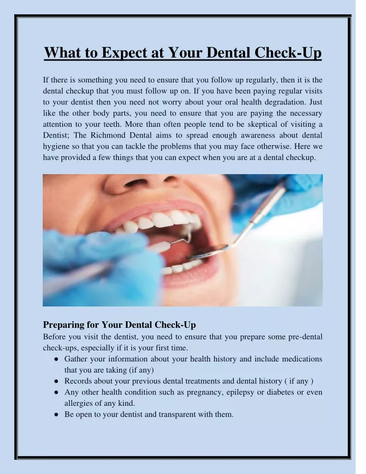 what to expect at your dental check up if there