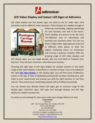 led video display and indoor led signs