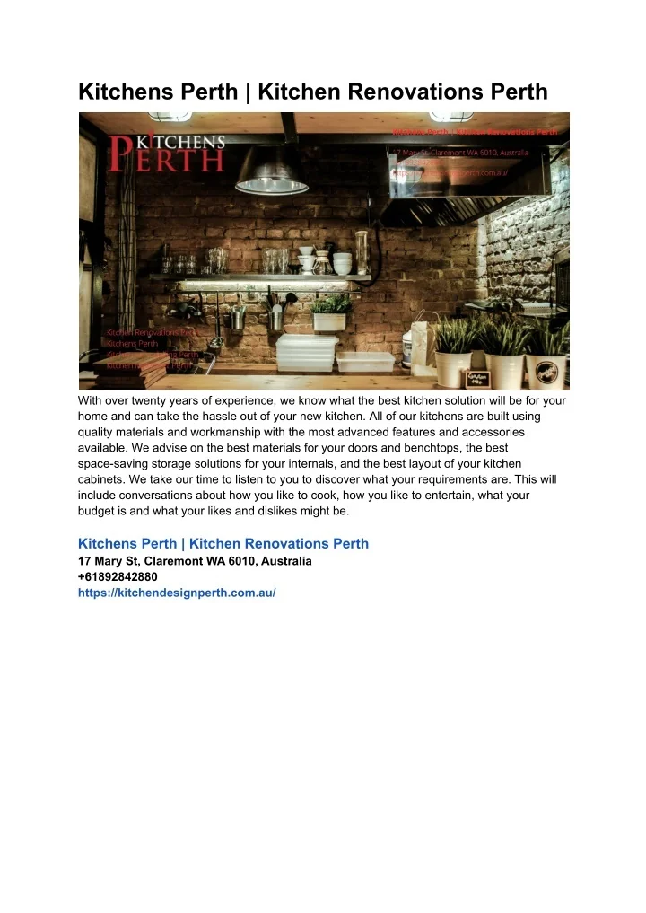 PPT - Kitchens Perth | Kitchen Renovations Perth PowerPoint ...