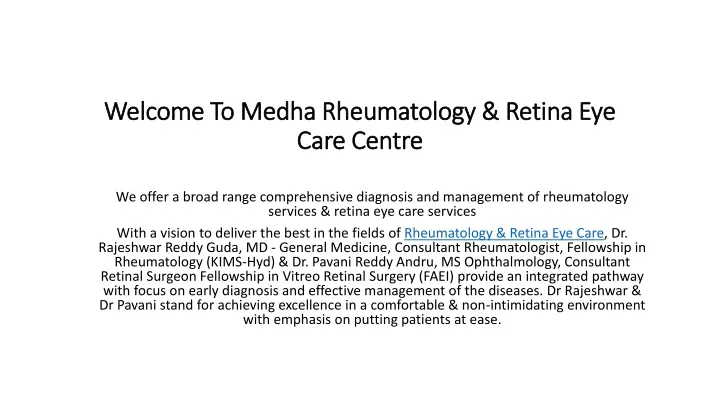 welcome to medha rheumatology retina eye care centre