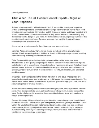 client cycreek pest title when to call rodent