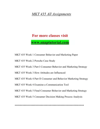 MKT 435 Exciting Teaching / snaptutorial.com