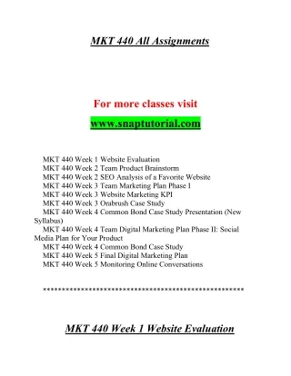 MKT 440 Exciting Teaching / snaptutorial.com