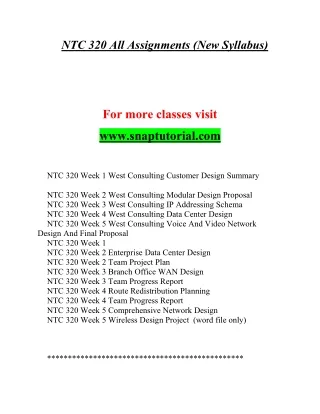 NTC 320 Exciting Teaching / snaptutorial.com