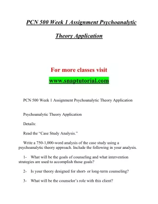 PCN 500 Exciting Teaching / snaptutorial.com