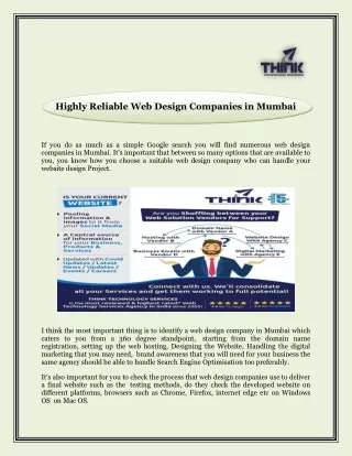 highly reliable web design companies in mumbai