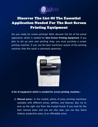Best Screen Printing Equipment In California | Oversizedmachineindustries