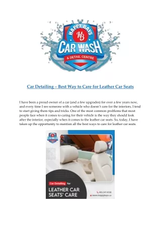 Car Detailing – Best Way to Care for Leather Car Seats