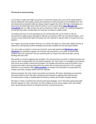 the secrets to retail consulting