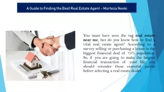 A Guide to Finding the Best Real Estate Agent in Burnaby - Morteza Neeki
